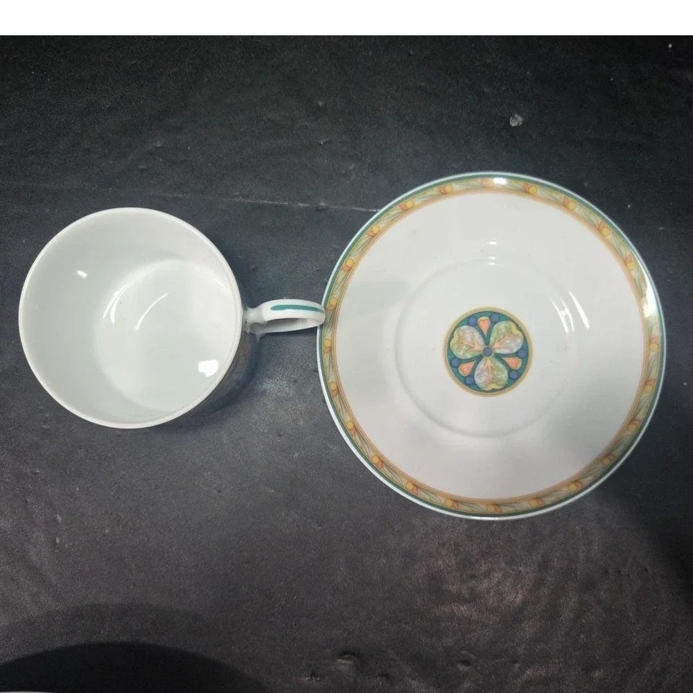 Noritake Brandywine Teacup & Saucer, Vintage Impromptu Collection Tableware‎